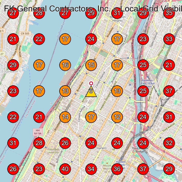 FK General Contractors, Inc. GeoGrid visibility map for General Contractor in New York